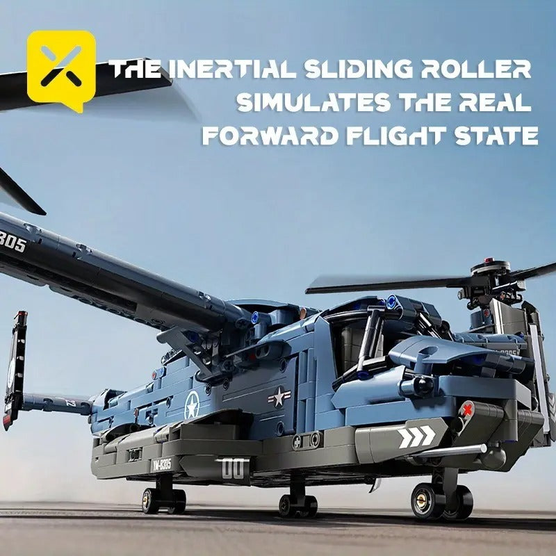 1486pcs dynamic tilt rotor building block model - Temu