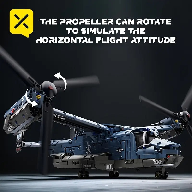 1486pcs dynamic tilt rotor building block model - Temu