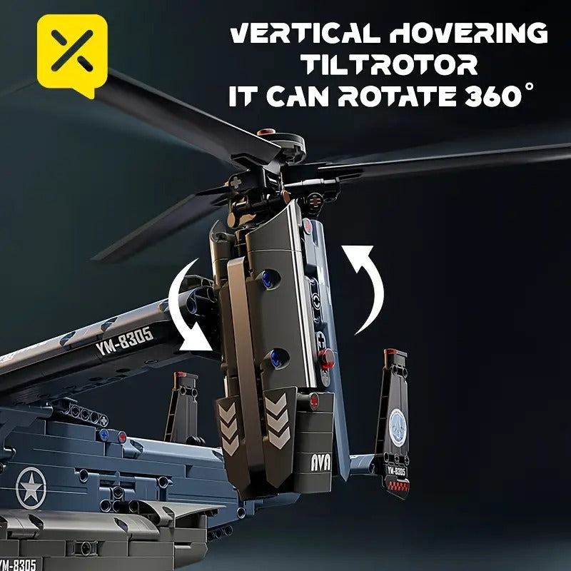 1486pcs dynamic tilt rotor building block model - Temu