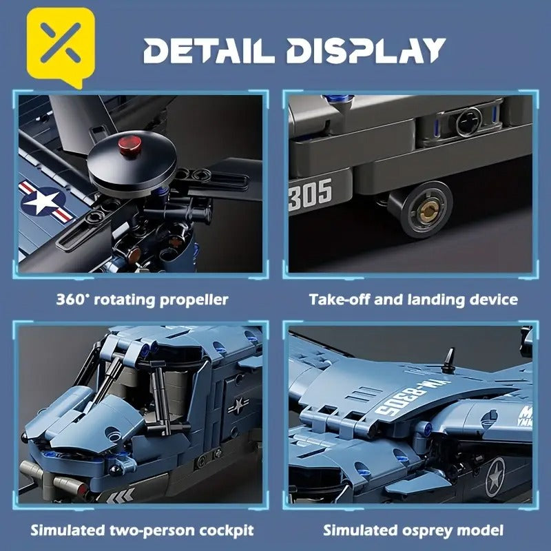 1486pcs dynamic tilt rotor building block model - Temu